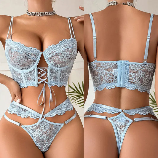 Sexy tamanho grande lingerie feminina conjunto de sutiã menina floral renda conjunto underwire sutiã push up outfit delicado sutiã kit
